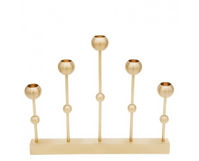 Harmony Brass Candle Holder with Five Tapers and Center Bar