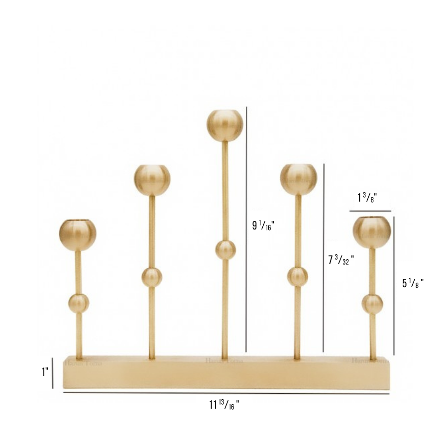 Harmony Brass Candle Holder with Five Tapers and Center Bar