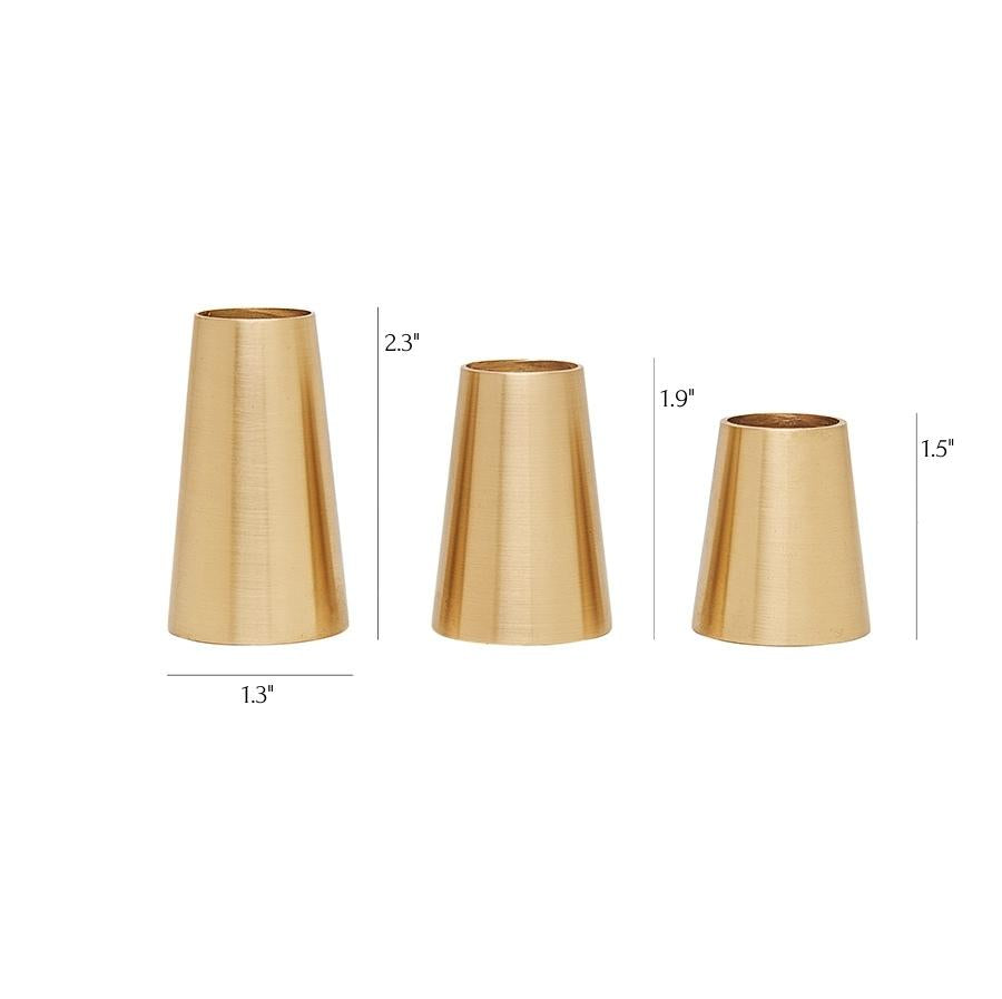 d'Oro Tesori - Elegant Brass Candle Holder Set: The Perfect Accent for Your Home ( Set of 3 )
