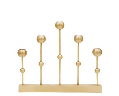Harmony Brass Candle Holder with Five Tapers and Center Bar