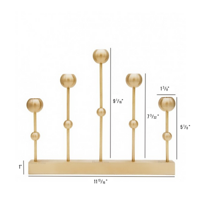 Harmony Brass Candle Holder with Five Tapers and Center Bar