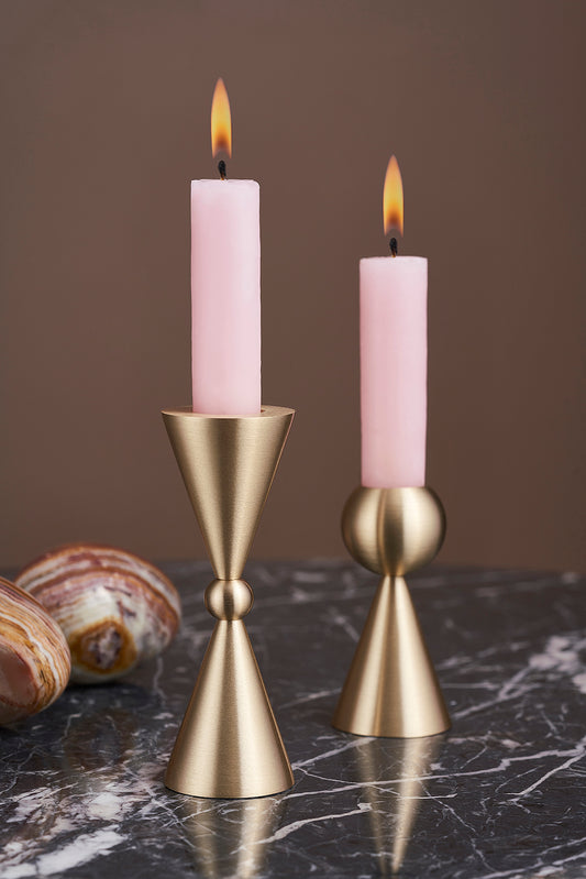 Aurora - Brilliant Brass Candleholder Duo