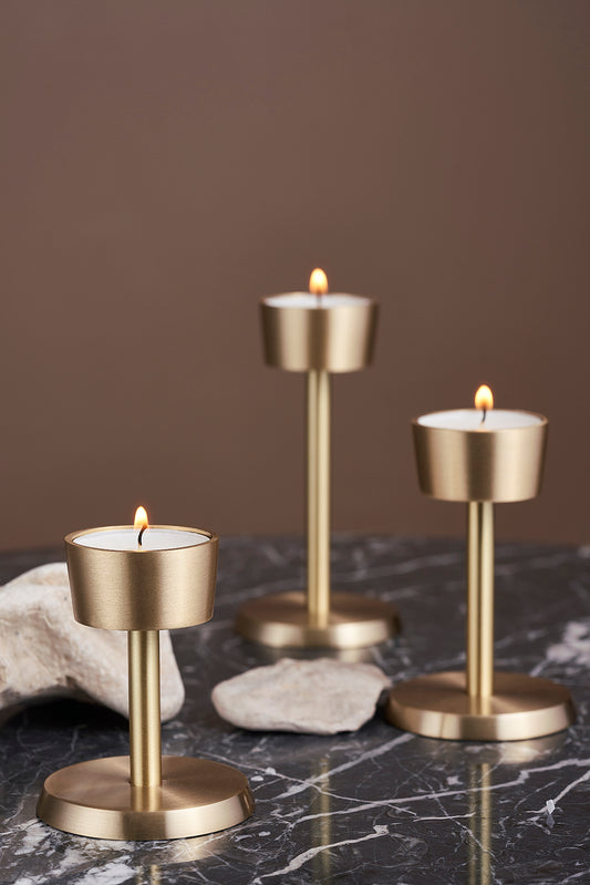 Luce Dorate - Trio of Elegant Brass Tealight Holders