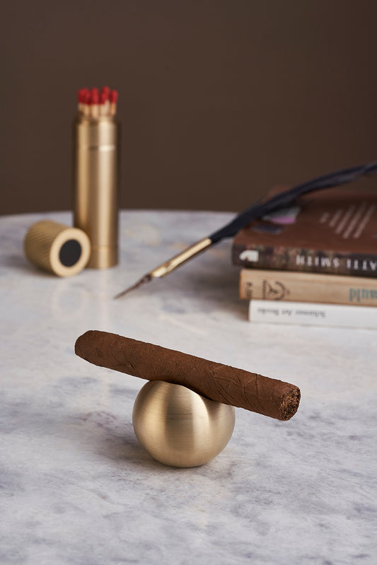 Expertly Crafted Brass Ball Cigar Holder