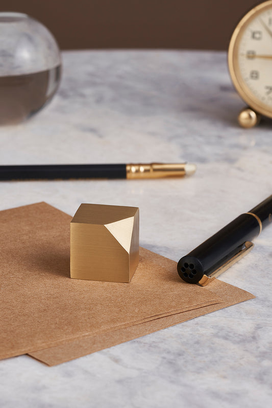 Heavy Duty Cube-Shaped Handcrafted Brass Bookweight