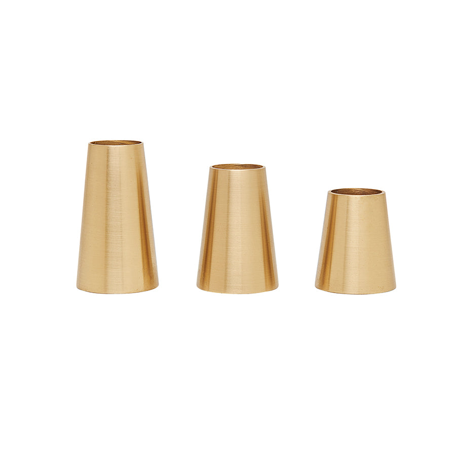 d'Oro Tesori - Elegant Brass Candle Holder Set: The Perfect Accent for Your Home ( Set of 3 )