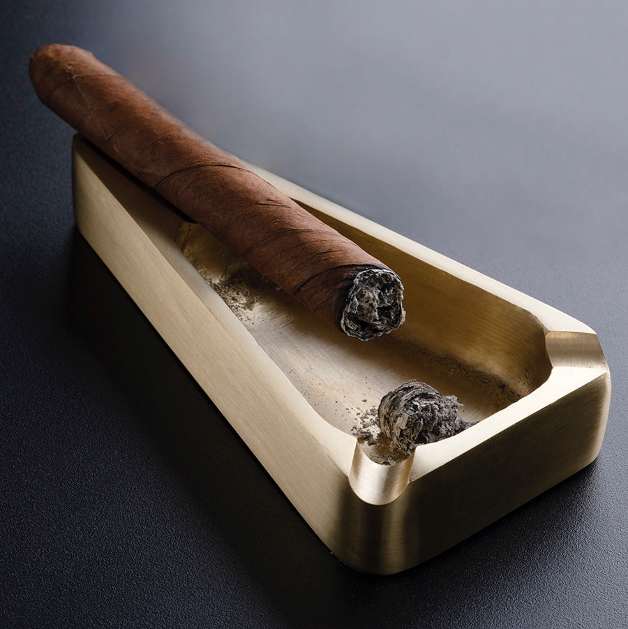 Triangle Brass Ashtray with a Golden Touch