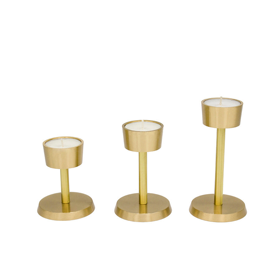 Luce Dorate - Trio of Elegant Brass Tealight Holders