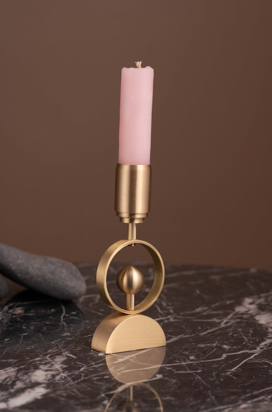 Tramonto Cylinder  - Graceful Brass Candle Stand