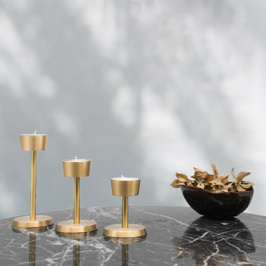 Luce Dorate - Trio of Elegant Brass Tealight Holders